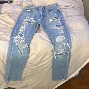 Levi's Light Blue Distressed Women's Jeans with rip under butt